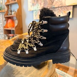 Circus by Sam Edelman Black and Brown Lace Up Boots